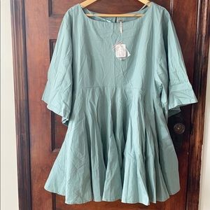 Blue Free People mini dress.